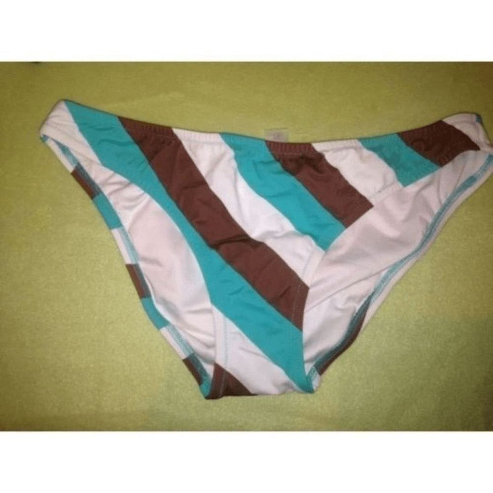 Swimming bikini bottom women's stripe size S Brown and green